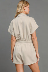 Umgee Full Size Half Sleeve Dolman Sleeved Romper Plus Size OutfitFlow